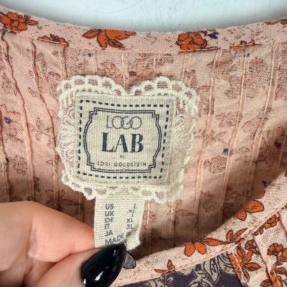 LOGO Lab by Lori Goldstein 3/4 Sleeve Crew Neck Bed Jacket Floral Size Large L - Picture 9 of 16